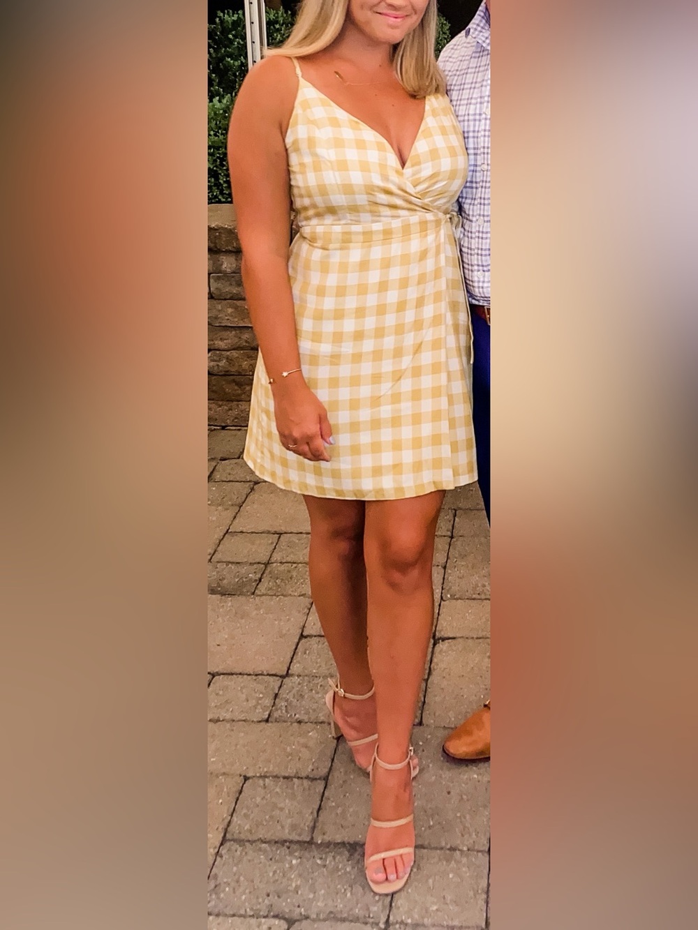BCBGeneration Yellow and White Gingham Mini Skirt Dress